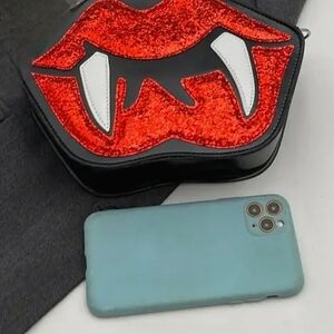 Vampire Lips Red Glitter Purse